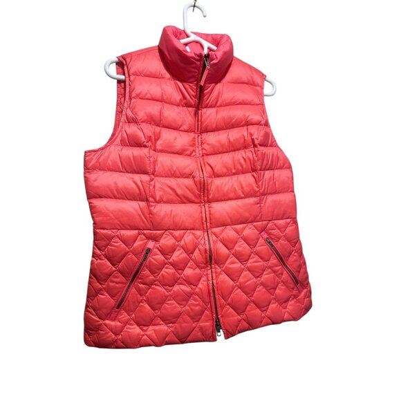 Talbots Down Fill Quilted Vest Womens Medium Salmon Pink Puffer Full Zip Outdoor - Picture 13 of 15